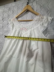 Sears Perma Prest Vintage Babydoll Nightgown White Lace Size L 38/40 2104