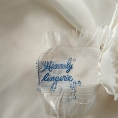 Vintage Heavenly Lingerie Ivory White Lace Trim Full Slip Dress Adjustable Strap