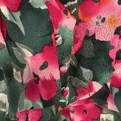Adrianna Papell Size 12 VTG Two Piece Skirt Top Suit Set 100% Silk Green Floral