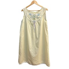 60s Miss Fashion Nightgown Yellow Floral Embroidery Cottagecore Grandma Core