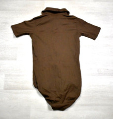 60s MOD Underscene Body Suit Nylon Brown Stretch 1/2 Button Short Sleeve VTG