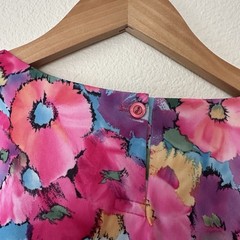 Vintage 80s Top Notch USA Watercolor Floral Blouse Smocked Hem Plus Size 26W