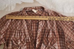 Rose Best Quality Womens Western Henley Checkered Blouse size 38 Retro Vintage