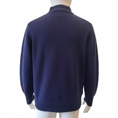 90s Vintage Quantum Sportswear Navy Zip Up Knit Cardigan Large