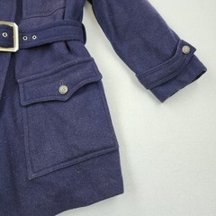 Vintage 40s Davis Of Boston Womans Wool Belted Navy Military Style Lined Coat