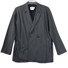 Vintage Escada Gray Virgin Wool Double-Breasted 80s 90s Power Blazer Eu 36 US 6