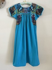 1970s San Antonino Oaxacan Huipil Dress Cotton Hand Embroidered Mexico S VTG