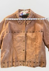 Vintage Y2K Tan Suede Grommet Skirt & Jacket Set In Large By Robert Louis Paris