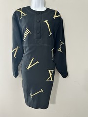 Adam Douglass Adrianna Papell My Latin Teacher Roman Numeral Shift Dress Size 6