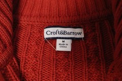 Vintage 1990s Croft & Barrow womens 1/4 zip cable knit old orange sweater M