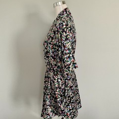 VTG Lingerie Short Nightie/Cami With Matching Gown Black Floral SM Laura Adam’s