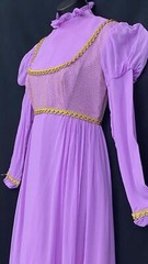 Vintage 1970s purple maxi dress, formal puffed long sleeve princess boho gold M
