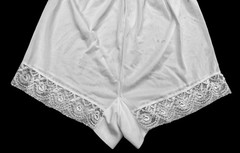 Vintage Nylon Bottoms Granny Knickers Wide Gusset Lace Trim Shorts 9 XL