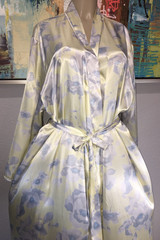Vtg Fair Yellow Lilac Floral Long Satin Robe 3X