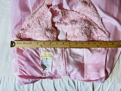 Vintage Alyce Designs Pink Chiffon Gown Beaded Halter Dress Prom Pageant Size 8