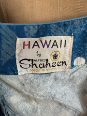 60 Vintage Alfred Shaheen Hawaiian Floral Block Print Halter Dress Tiki Resort
