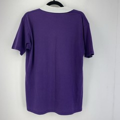Vtg Women’s Large Cat Lady Collared Tshirt Colorful Boho Grunge Purple Kittens