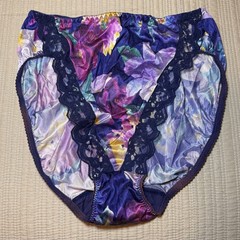 NWOT Vintage ILGWU Floral Satin Lace Polyester Bikini Panties Panty L/7 USA MADE
