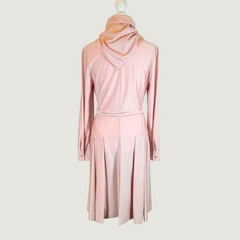 Vintage Alfred Werber Dress Pink Long Sleeve Button Front Scarf Belted 70s Mod