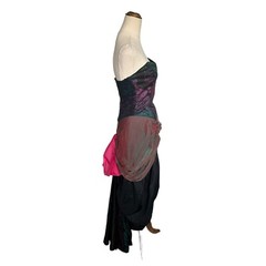 Vintage Studibaker Hawk 80s Corset Printed Strapless Party Cocktail Dress Sz S