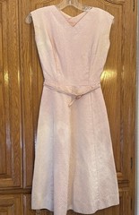 Vintage 50s Pink Handmade Suit Dress Set with Matching Jacket Bolero Size XS