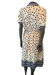 Vintage Lady Carol Of New York Pleated Belted Polka Dot Dress SZ 16 Made In USA