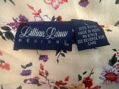 Vintage Lillian Lorow Floral Dress L Rayon Midi Button Front 90s Made in India