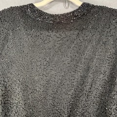 Laurence Kazar Silk Beaded Evening Jacket 4X Vintage Open Front Formal