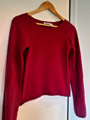 Armani Exchange Women’s Red Stretch Blouse – Wool Spandex Blend – Medium Size