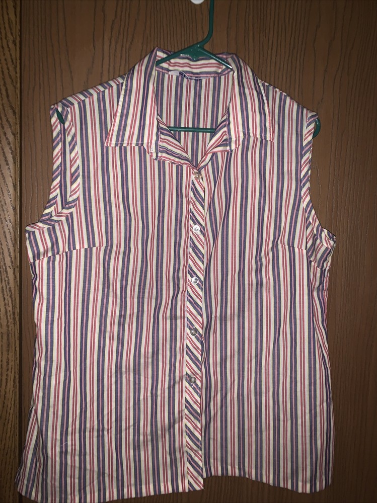 MISS FASHIONALITY Size 38 Medium Made In USA 90s BUTTON-UP Crop Top sleeveless