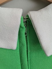 Vintage 1960s Union Made Mod Mini Shift Dress Maternity RARE Green Daisy Trim XS