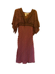 Vintage Max Studio Mauve 100% Silk Dress w/Slip Dress size S Boho/Flowy/Hippy