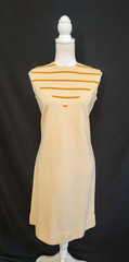 60s Vintage Dress Laura Aponte MCM Mod Space Age Shift Merino Wool Italy Beige L