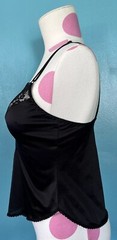 Vtg Chantilly Maidenform Black Cami Sz 32 Lace Trim Silky Nylon Second Skin
