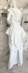 Vintage 80s Jordan Chiara White Dress Off Shoulder Bow Peplum Bridal Formal 12