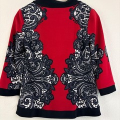 Joseph Ribkoff 8 Red Black Paisley 2pc Set Jacket Tank Career Art to Wear VTG
