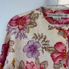 Anne Crimmins for UMI Collections Vintage Floral Linen Jacket Pink Purple Sz 16