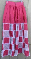Vintage Marianne Pink & White Patchwork W/ Lace Maxi Skirt Hippie Boho 26” Waist
