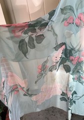 VINTAGE 1970s HANAE MORI JAPAN DESIGNER FLORAL DRESS MATACHING SHAWL SCARF AS IS