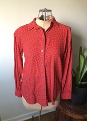 1960’s-1970’s Viyella For Evan Picone Red Wool Blend Paisley Shirt, XS