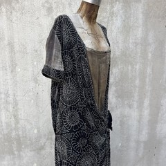 Antique 1920s Completely Beaded Flower Gown Silver Lamé Full Length Dress VTG