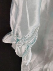 Vintage Fundamentals Petite Sz M Aqua Polyester Nightgown 3 Button Top Ruffle