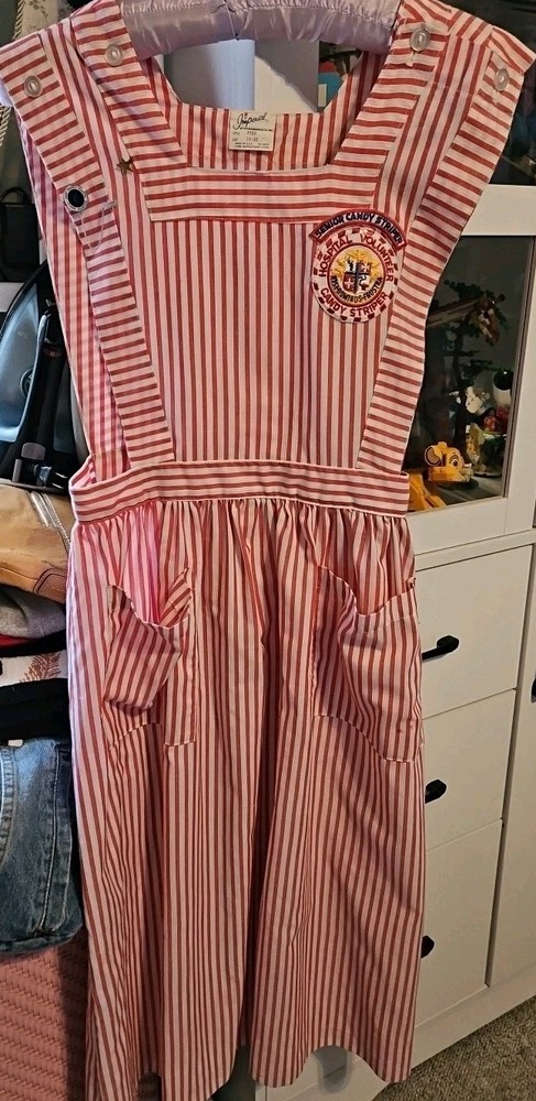 Vintage Candy Striper Apron 50’s IMPERIAL UNIFORM DRESS-Small- W/ PATCH & PINS