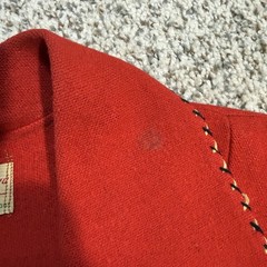Vintage 1950s Guillermo Guevara Made In Mexico Red Hand Embroidered Wool Jacket