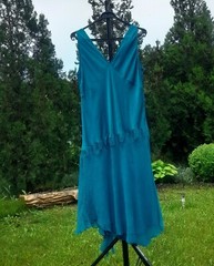 Vintage turquoise dress made of natural silk Monsoon, UK14