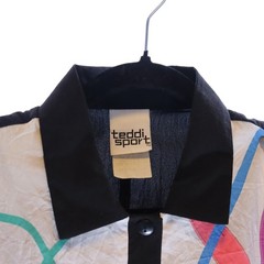 Teddi Sport Pullover Top Medium Black Womens Vintage Abstract Graphic