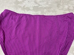 Vtg XOXO 5175-49 Silky Polyester Ribbon Hi-Leg Fuchsia Striped 9/2X Panties