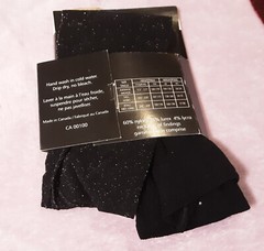 NIP NOS Y2K Vintage 1990s Essential Needs Black-Silver Lurex Pantyhose Canada