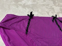 Vtg XOXO 5175-49 Silky Polyester Ribbon Hi-Leg Fuchsia Striped 9/2X Panties