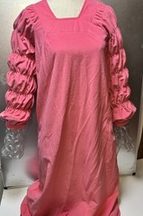 Vtg Shadow line Petite house Gown Dress Polyester Small Pink Puff Sleeve Long
